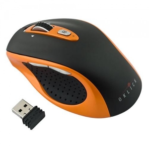 Oklick 404SW Cordless Laser (800/1600dpi), Black/Orange, USB Nano Receiver
