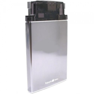 Мобильный корпус для HDD 2.5" Tsunami e-DATA 2500, eSATA->USB2.0&SATA, OTB, Al, grey