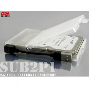 Мобильный корпус для HDD 2.5" AgeStar SUB2P1 USB2.0, SATA HDD/SSD, Black