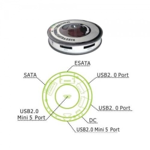 Orient UH-136 Cascading HUB USB2.0 3xPort+SATA+eSATA, 1 порт miniUSB