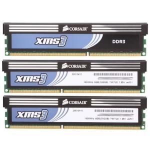 DIMM DDR3 (1600) 6Gb Corsair XMS3 for Intel Core i7 Extreme CMX6GX3M3C1600C7  (7-8-7-20) , комплект 3 шт. по 2Gb, RTL