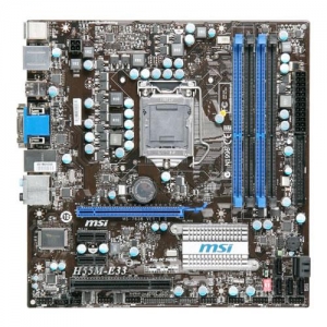 MSI H55M-E33  Socket1156, iH55, 4*DDR3, PCI-E, ATA133, SATA, ALC889 8ch, GLAN, D-SUB+DVI-D+HDMI (Integrated In Clarkdale Processor), mATX