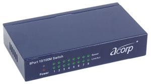 Acorp Ethernet Switch 8 Port 10/100Mb (HU8D), Metal case