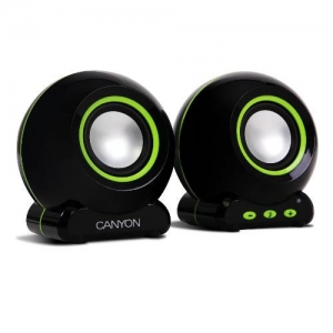 CANYON CNR-SP20BG, 2.0, черно-зеленые, 2 х 3W, USB, портативные