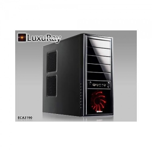 Enermax LuxuRay ECA3190-BS Черный с красным вентилятором Vegas, ATX Midi Tower,  БЕЗ Б/П, 120mm + 120mm Vegas FAN, 2*USB2.0 + Audio + eSATA